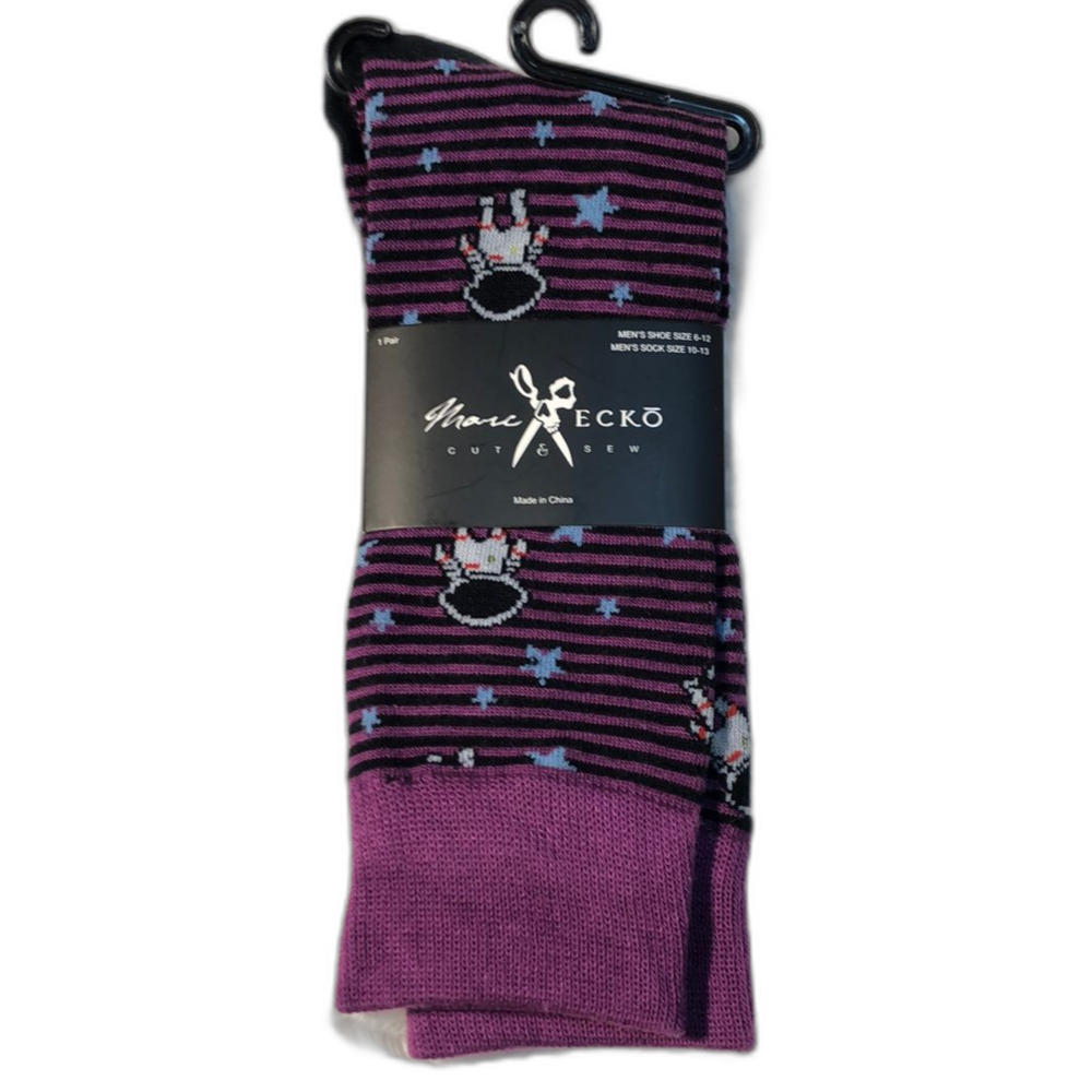 Marc Ecko Cut & Sew Mens Novelty Crew Socks Purple Astronaut